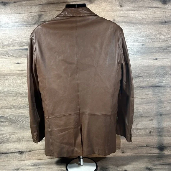 Apt 9 Leather blazer Brown Men's size 42R jacket leather sport coat - Picture 6 of 12